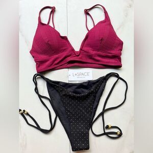 Nwt l*space siren top red black Lennox bottom bikini